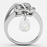 Alamode Rhodium Brass Ring with AAA Grade CZ in Clear - Alamode