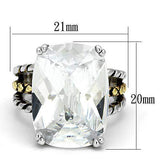 Alamode Reverse Two-Tone Brass Ring with AAA Grade CZ in Clear - Alamode - Flyclothing LLC