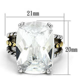 Alamode Reverse Two-Tone Brass Ring with AAA Grade CZ in Clear - Alamode