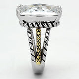 Alamode Reverse Two-Tone Brass Ring with AAA Grade CZ in Clear - Alamode