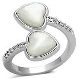 Alamode Rhodium Brass Ring with Precious Stone Conch in White - Alamode - Flyclothing LLC