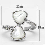 Alamode Rhodium Brass Ring with Precious Stone Conch in White - Alamode - Flyclothing LLC