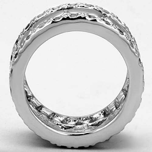 Alamode Rhodium Brass Ring with AAA Grade CZ in Clear - Alamode - Flyclothing LLC