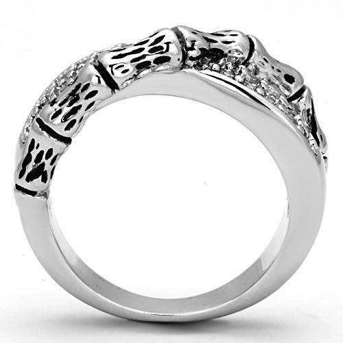 Alamode Rhodium Brass Ring with AAA Grade CZ in Clear - Alamode - Flyclothing LLC