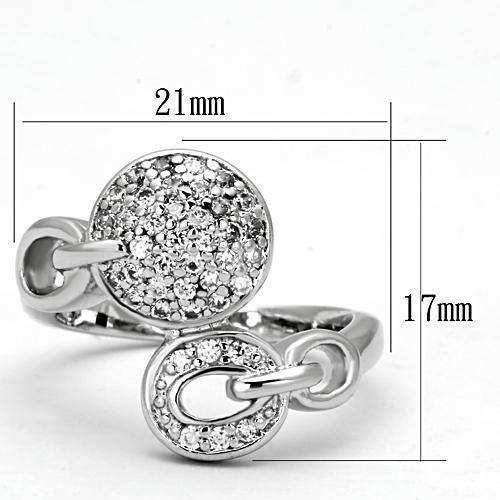 Alamode Rhodium Brass Ring with AAA Grade CZ in Clear - Alamode - Flyclothing LLC