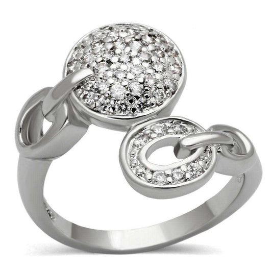 Alamode Rhodium Brass Ring with AAA Grade CZ in Clear - Alamode - Flyclothing LLC