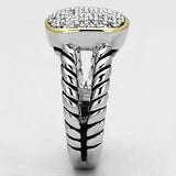 Alamode Reverse Two-Tone Brass Ring with AAA Grade CZ in Clear - Alamode - Flyclothing LLC