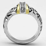 Alamode Reverse Two-Tone Brass Ring with Top Grade Crystal in Clear - Alamode - Flyclothing LLC