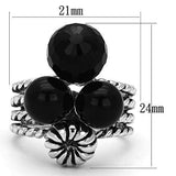 Alamode Rhodium Brass Ring with AAA Grade CZ in Black Diamond - Alamode
