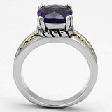 Alamode Reverse Two-Tone Brass Ring with AAA Grade CZ in Amethyst - Alamode - Flyclothing LLC