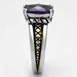 Alamode Reverse Two-Tone Brass Ring with AAA Grade CZ in Amethyst - Alamode - Flyclothing LLC