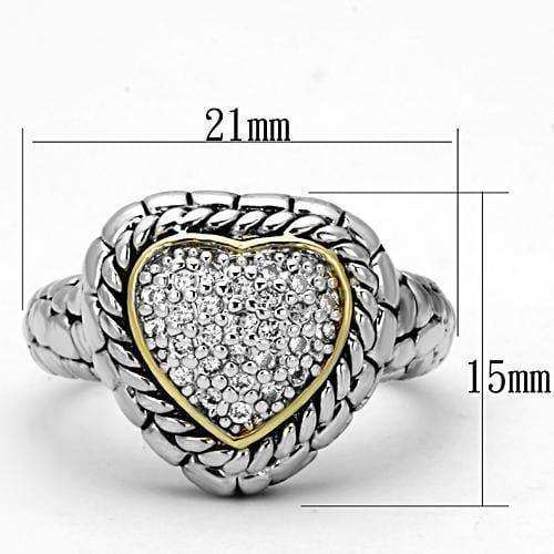 Alamode Reverse Two-Tone Brass Ring with AAA Grade CZ in Clear - Alamode - Flyclothing LLC