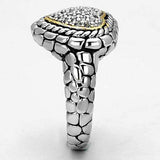 Alamode Reverse Two-Tone Brass Ring with AAA Grade CZ in Clear - Alamode - Flyclothing LLC