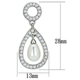 Alamode Rhodium Brass Earrings with Synthetic Pearl in White - Alamode - Flyclothing LLC