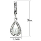 Alamode Rhodium Brass Earrings with Synthetic Pearl in White - Alamode - Flyclothing LLC