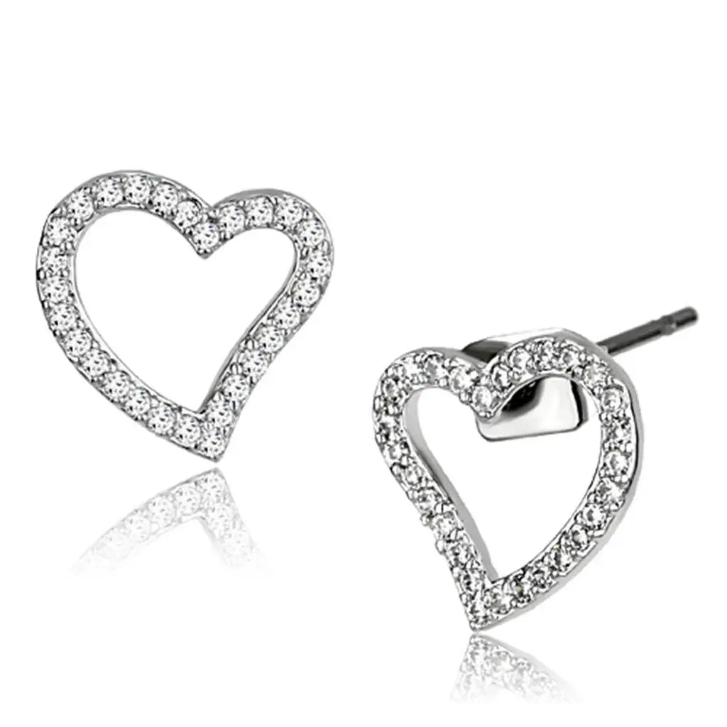 Alamode Rhodium Brass Earrings with AAA Grade CZ in Clear - Alamode - Flyclothing LLC