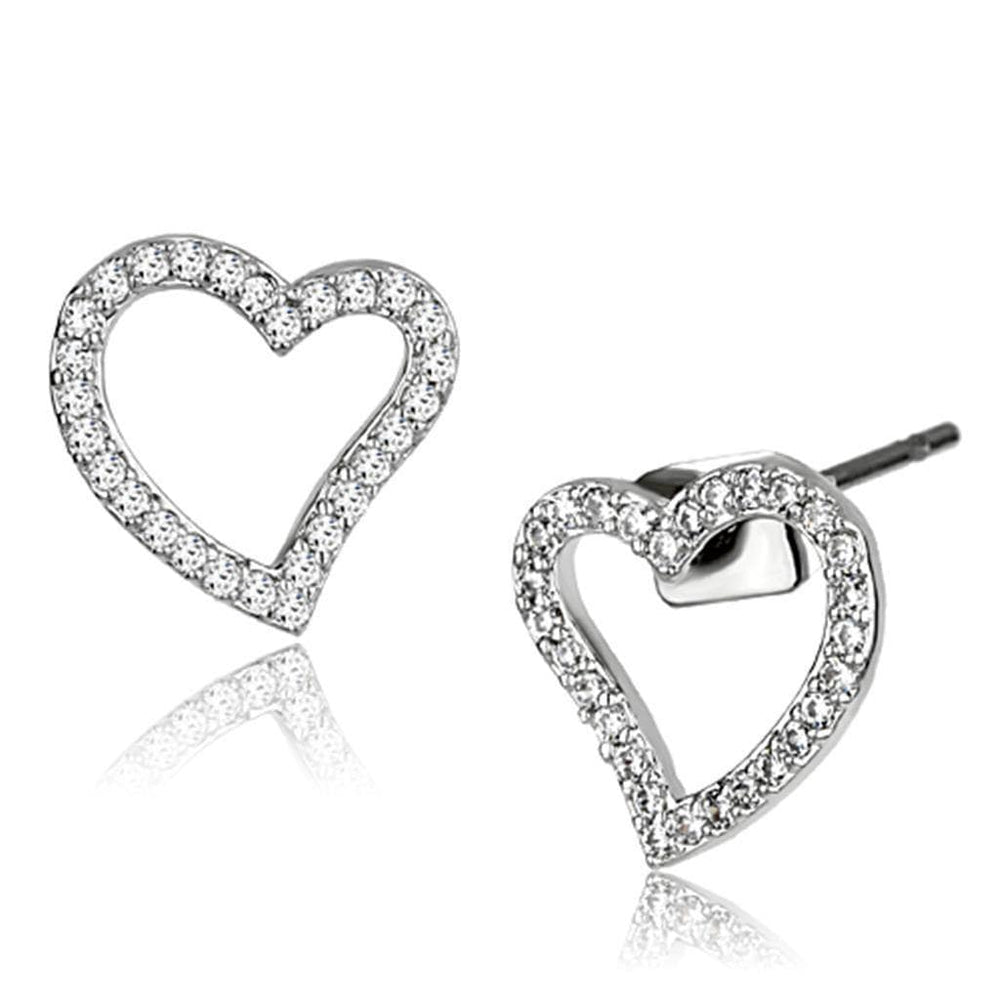 Alamode Rhodium Brass Earrings with AAA Grade CZ in Clear - Alamode