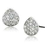 Alamode Rhodium Brass Earrings with AAA Grade CZ in Clear - Alamode - Flyclothing LLC