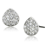 Alamode Rhodium Brass Earrings with AAA Grade CZ in Clear - Alamode
