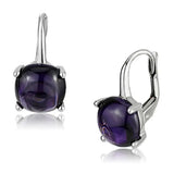 Alamode Rhodium Brass Earrings with AAA Grade CZ in Amethyst - Alamode - Flyclothing LLC