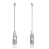 Alamode Rhodium Brass Earrings with AAA Grade CZ in Clear - Alamode - Flyclothing LLC