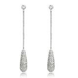 Alamode Rhodium Brass Earrings with AAA Grade CZ in Clear - Alamode - Flyclothing LLC
