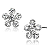 Alamode Rhodium Brass Earrings with AAA Grade CZ in Clear - Alamode
