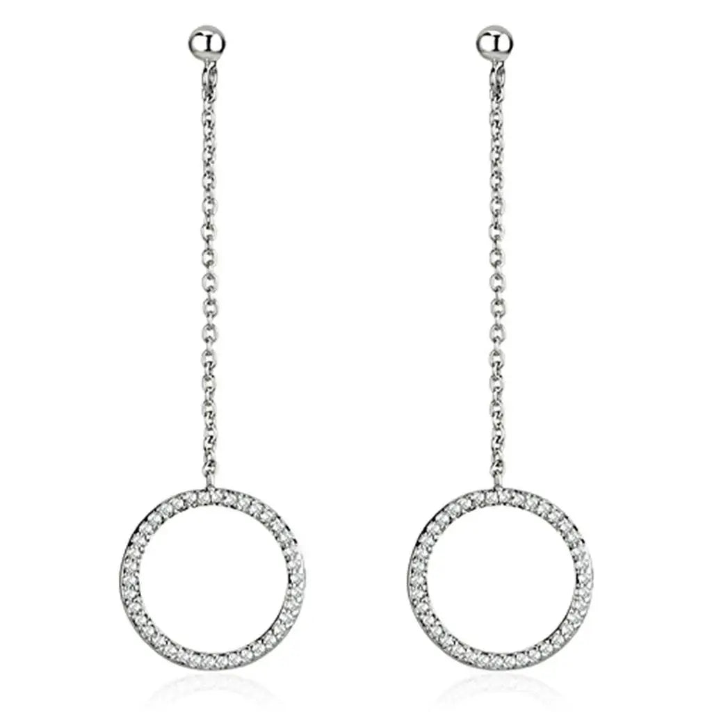 Alamode Rhodium Brass Earrings with AAA Grade CZ in Clear - Alamode - Flyclothing LLC