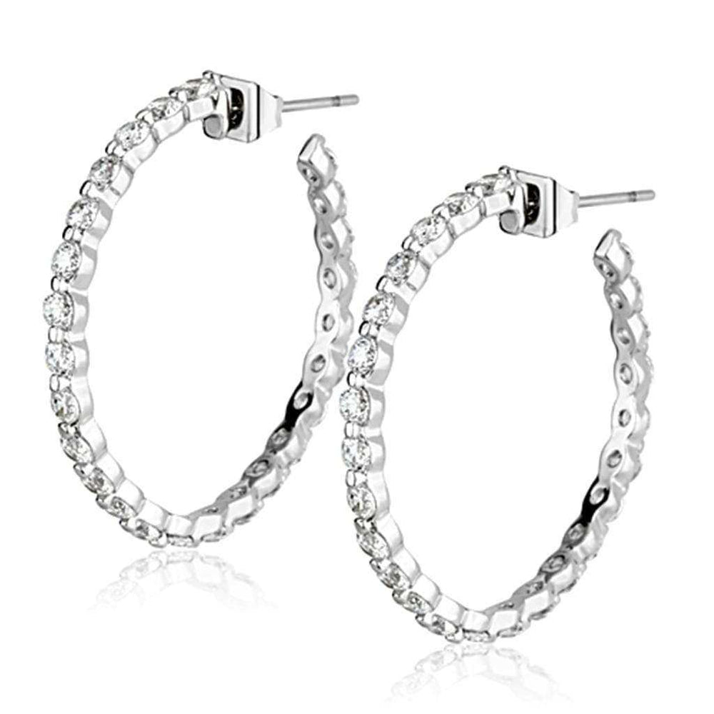 Alamode Rhodium Brass Earrings with AAA Grade CZ in Clear - Alamode - Flyclothing LLC