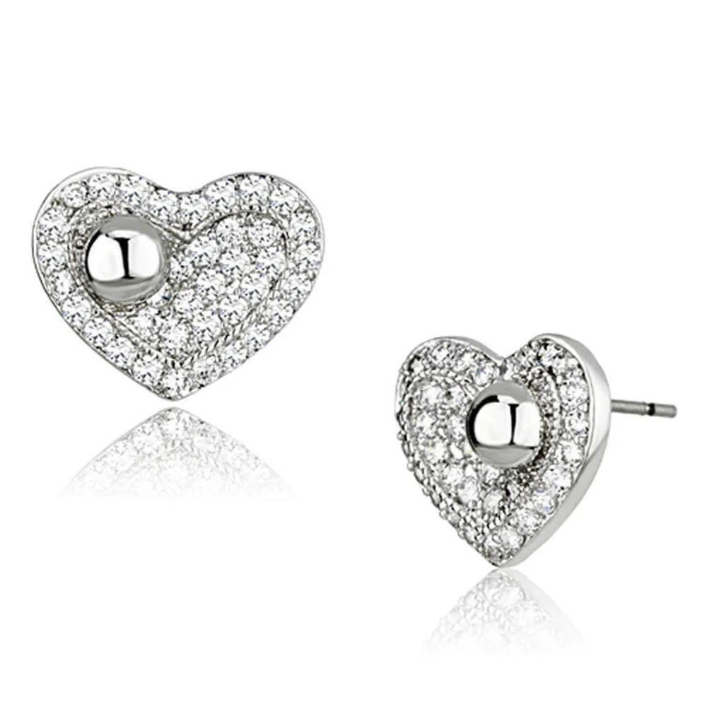 Alamode Rhodium Brass Earrings with AAA Grade CZ in Clear - Alamode
