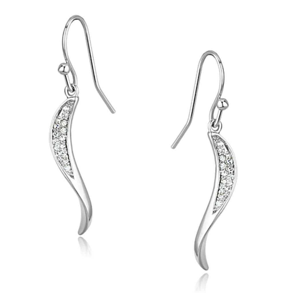 Alamode Rhodium Brass Earrings with AAA Grade CZ in Clear - Alamode - Flyclothing LLC