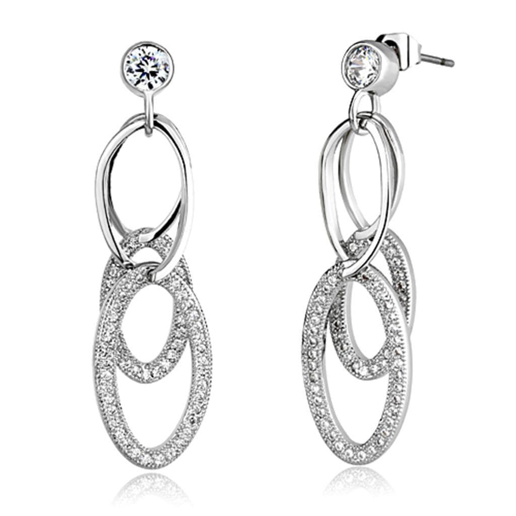 Alamode Rhodium Brass Earrings with AAA Grade CZ in Clear - Alamode - Flyclothing LLC