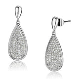 Alamode Rhodium Brass Earrings with AAA Grade CZ in Clear - Alamode - Flyclothing LLC