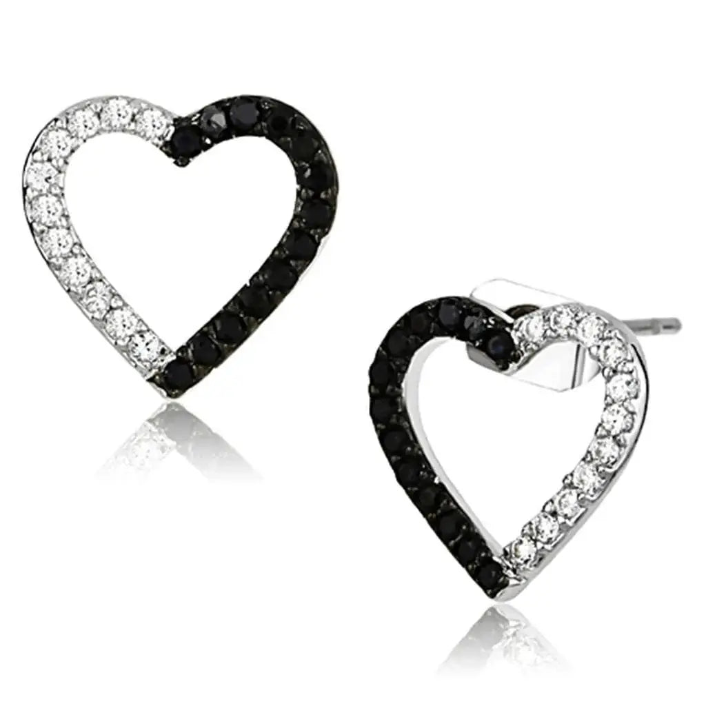 Alamode Rhodium + Ruthenium Brass Earrings with AAA Grade CZ in Jet - Alamode - Flyclothing LLC