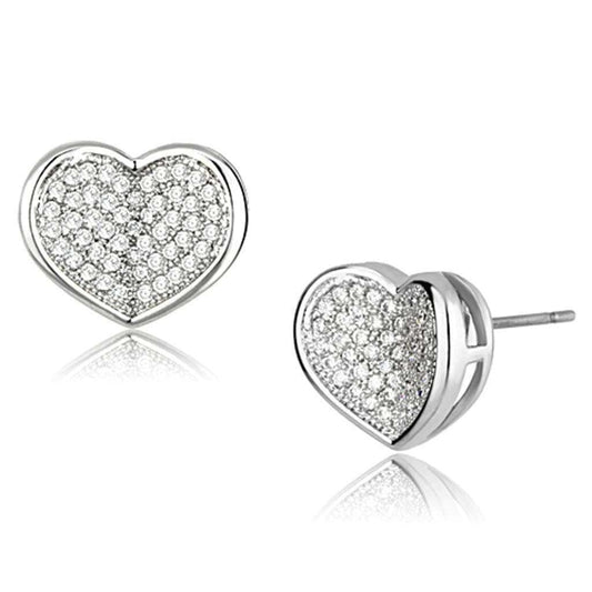Alamode Rhodium Brass Earrings with AAA Grade CZ in Clear - Alamode - Flyclothing LLC