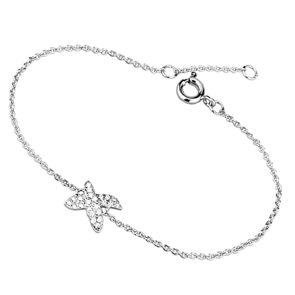 Alamode Rhodium Brass Bracelet with AAA Grade CZ in Clear - Alamode - Flyclothing LLC