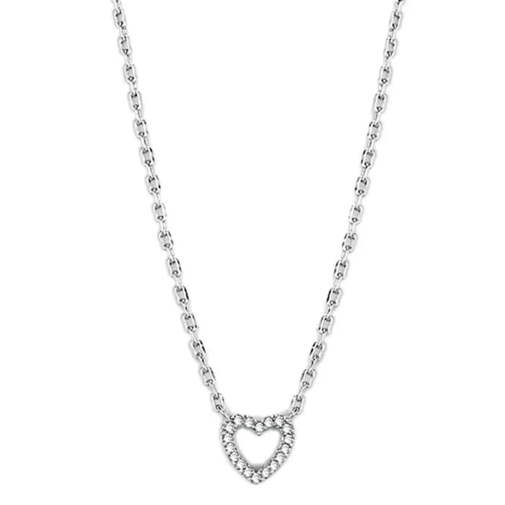 Alamode Rhodium Brass Necklace with AAA Grade CZ in Clear - Alamode
