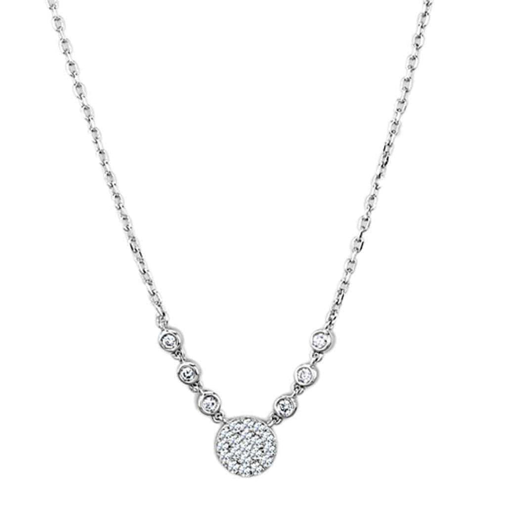 Alamode Rhodium Brass Necklace with AAA Grade CZ in Clear - Alamode - Flyclothing LLC