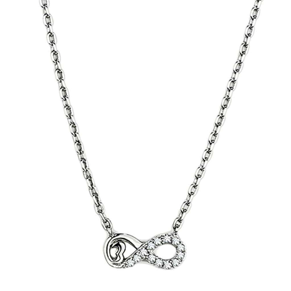 Alamode Rhodium Brass Necklace with AAA Grade CZ in Clear - Alamode
