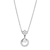 Alamode Rhodium Brass Necklace with AAA Grade CZ in Clear - Alamode - Flyclothing LLC