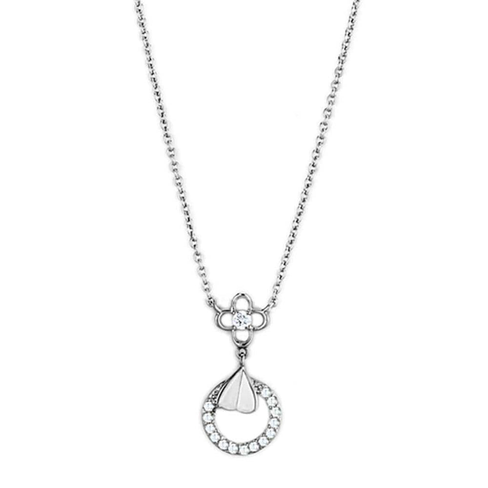 Alamode Rhodium Brass Necklace with AAA Grade CZ in Clear - Alamode