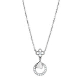 Alamode Rhodium Brass Necklace with AAA Grade CZ in Clear - Alamode