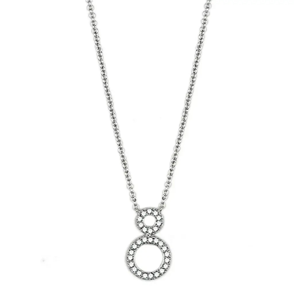 Alamode Rhodium Brass Necklace with AAA Grade CZ in Clear - Alamode - Flyclothing LLC