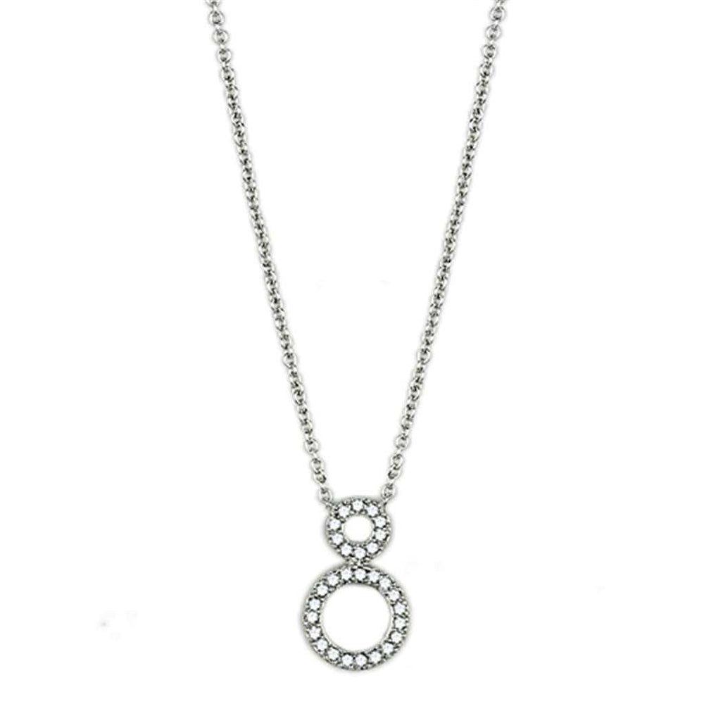 Alamode Rhodium Brass Necklace with AAA Grade CZ in Clear - Alamode - Flyclothing LLC