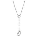 Alamode Rhodium Brass Necklace with AAA Grade CZ in Clear - Alamode - Flyclothing LLC