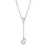 Alamode Rhodium Brass Necklace with AAA Grade CZ in Clear - Alamode
