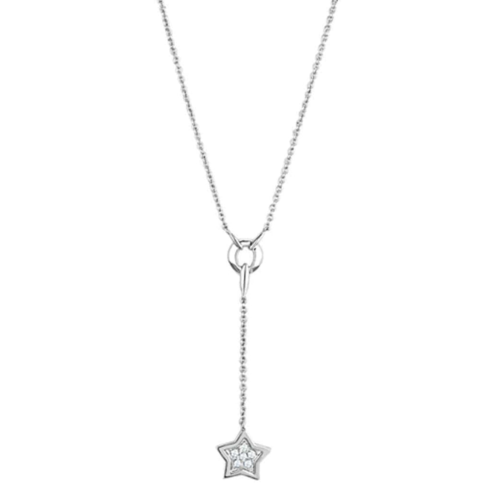 Alamode Rhodium Brass Necklace with AAA Grade CZ in Clear - Alamode