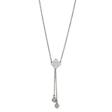Alamode Rhodium Brass Necklace with AAA Grade CZ in Clear - Alamode