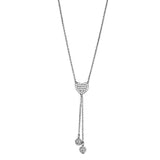Alamode Rhodium Brass Necklace with AAA Grade CZ in Clear - Alamode - Flyclothing LLC