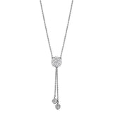 Alamode Rhodium Brass Necklace with AAA Grade CZ in Clear - Alamode - Flyclothing LLC